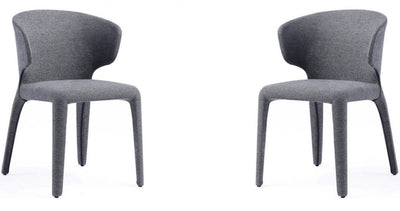Manhattan Comfort Set of 2 Conrad Modern Woven Tweed Dining Chair - Grey|Ensemble 2 chaises de salle à manger modernes Conrad de Manhattan Comfort en tweed tissé - gris