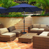 Parasol de marche solaire Costway de 10' avec eclairage LED, ajustement de l'ombre par inclinaison a manivelle, marine