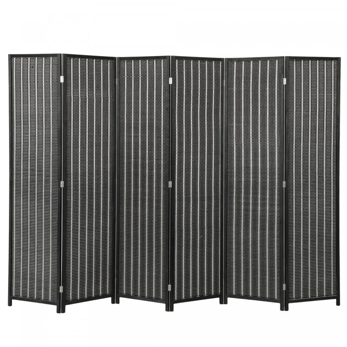 HOMCOM Paravent 6 Panneaux avec Bambou Tresse, Cloison Pliable, noir
