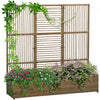 Outsunny Jardiniere En Rotin Avec Treillis, Jardiniere Surelevee Brun Sable
