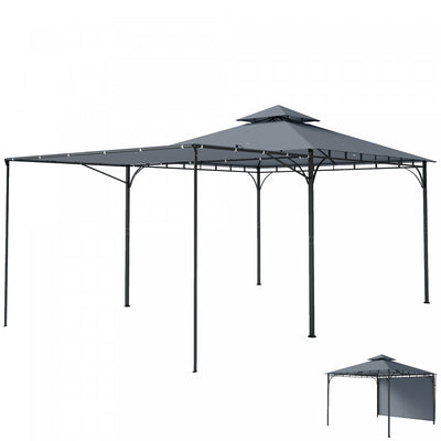 Outsunny Patio Gazebo Extendable Shade 126" x126", Dark Grey