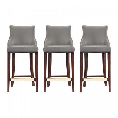Shubert Modern Wood Upholstered Barstool in Dark Taupe - Set of 3 | Tabouret de bar moderne en bois Shubert avec revetement en taupe fonce - Lot de 3