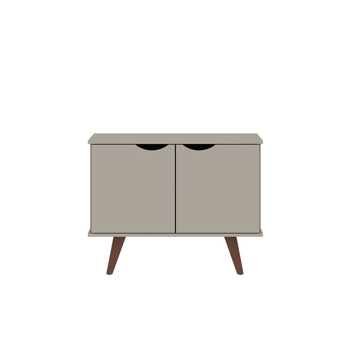 Armoire décorative Hampton de Manhattan Comfort avec 2 tablettes et pattes en bois massif - blanc cassé