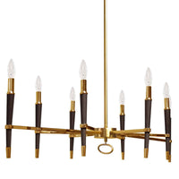 Lustre horizontal Langford de Dainolite avec abat-jour noir, fini bronze rétro et 8 ampoules
