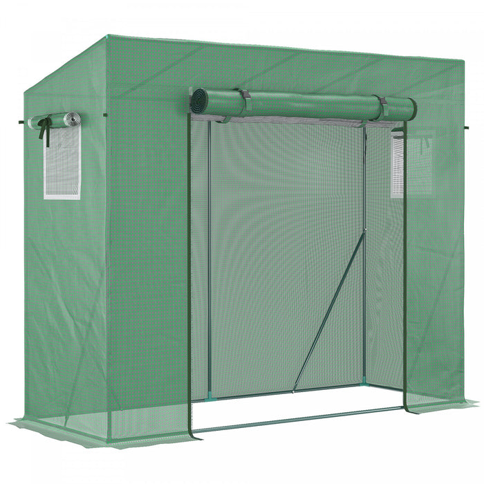 Outsunny 6.6' X 2.5' X 4.9' Serre De Jardin Patio Maison Chaude, Plantes Fleurs Herbes Tomates Poussent Avec Cadre En Acier Porte Fenetre Balcon Patio