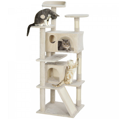 Pawhut 54" Cat Tree, Cat Tower For Indoor Cats With Scratching Posts, Cat Condos, Bed, Platforms, Ra|Pawhut Arbre A Chat De 54" Tour A Chat Pour Chats D'interieur Avec Griffoirs, Condos Pour Chats, Lit