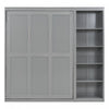 Lit Escamotable Double Jocelyn Gain De Place Avec Etageres, Gris