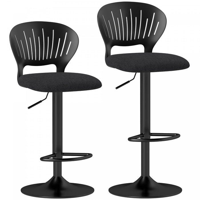 HOMCOM Ensemble de 2 Tabourets de Bar Pivotants a Hauteur Reglable, Noir