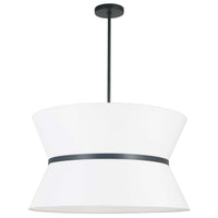 Luminaire suspendu Caterine de Dainolite de 24 po de diamètre, avec abat-jour blanc, anneau noir, fini noir mat et 4 ampoules