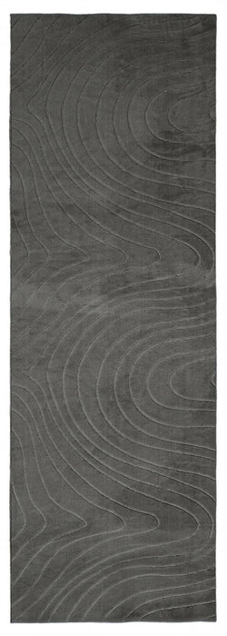 Tapis Lavable/Contemporain Somos 2'8\" x 8'0\" en Charbon