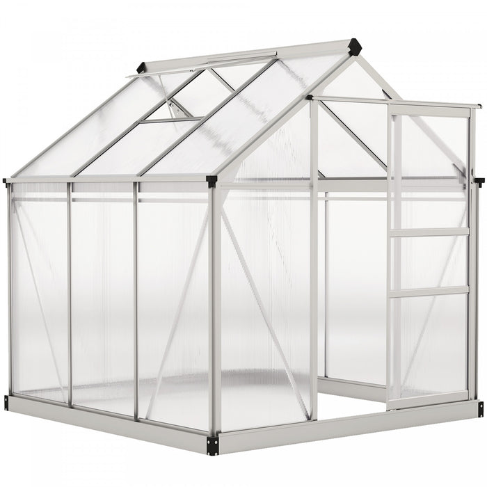 Outsunny Serre, Serre De Plain-pied Transparente Avec Porte Coulissante