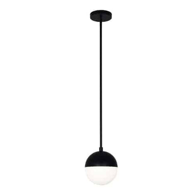 Dainolite Dayana 1 Light Pendant Matte Black Finish White Glass Lamp|Luminaire suspendu Dayana de Dainolite en verre blanc, avec fini noir mat et 1 ampoule