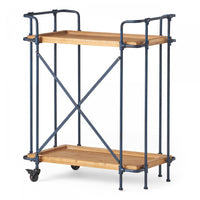  Desserte Daniel En Bois Et Metal Avec Rangement Mobile A 2 Niveaux - Noir Antique