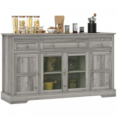 HOMCOM Sideboard Buffet Cabinet, Coffee Bar Cabinet, Weathered Grey Oak