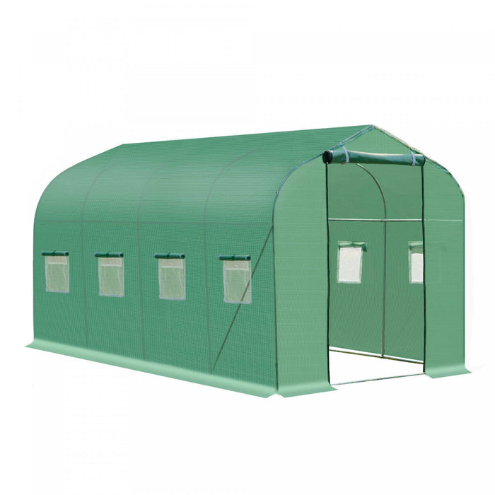 Outsunny 13' X 6,6' X 6,6' Steeple Walk-in Greenhouse Garden Plant Seed Grow Tent Polytennel Avec Windows Et Porte Vert