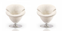 Fauteuil lounge pivotant moderne en velours Tulip blanc - Lot de 2