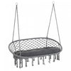 Outsunny Chaise Suspendue Chaise Hamac A Suspendre Avec Cadre En Metal Et Coussin, Grand Siege En Macrame Pour Interieur Et Exterieur, Gris Fonce