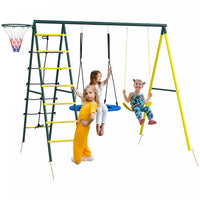 Outsunny Balancoire 4 En 1 Pour Enfants Avec Balancoire Soucoupe, Siege, Echelle D'escalade/filet, P