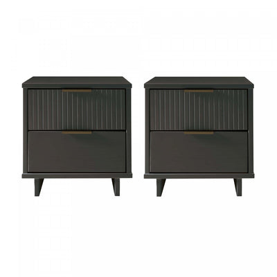 Granville Modern 18" Nightstand in Charcoal Gray (2-Drawer) - Set of 2 | Table de nuit Granville Modern 18" en gris charbon (2 tiroirs) - Lot de 2