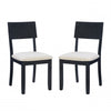 Chaise de salle à manger Jorissen en tissu d’apparence lin anthracite foncé - ensemble de 2