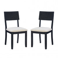 Chaise de salle à manger Jorissen en tissu d’apparence lin anthracite foncé - ensemble de 2