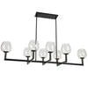 Lustre horizontal Nora de Dainolite en verre transparent, avec fini noir mat et 8 ampoules