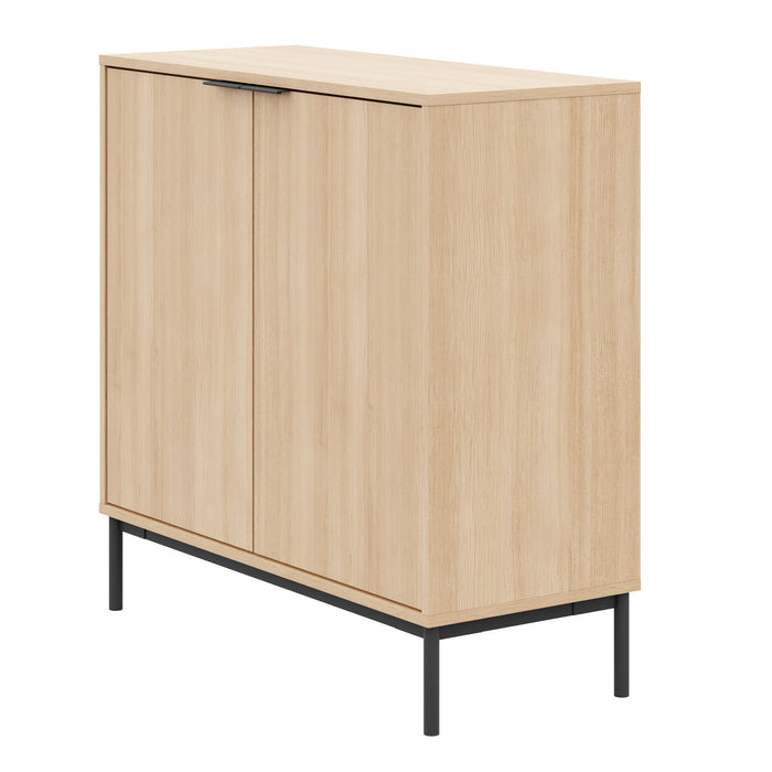 Armoire de rangement mince Nordika à 2 portes - chêne blond naturel