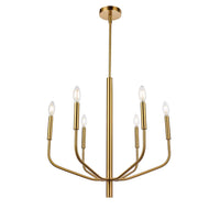 Lustre Eleanor de Dainolite avec fini laiton vieilli et 6 ampoules