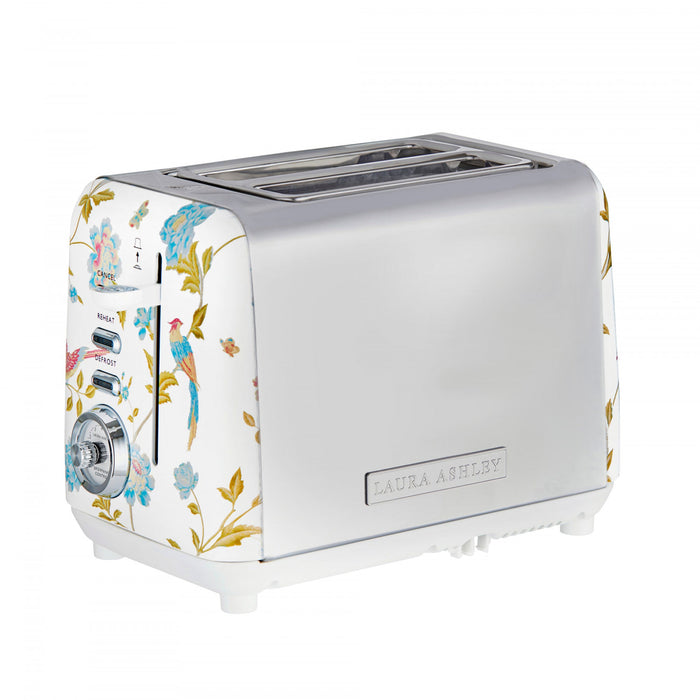 Grille-pain Laura Ashley à 2 tranches en acier inoxydable, blanc d’Elveden - VQ-SBT582-LAEW-CA