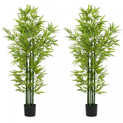 HOMCOM 5' Artificial Bamboo Tree, Indoor Fake Plant in Pot, Set of 2