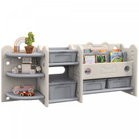 Qaba Organiseur De Rangement Pour Jouets Avec 4 Boites De Rangement, Etageres, Supports De Rangement