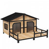 Pawhut Grande Niche En Bois Pour Chien, Chenil Pour Chien Sureleve Pour Animaux De Compagnie, Abri Pour Meubles De Maison Pour Animaux De Compagnie Plateau Coulissant 59\" L Bois Naturel