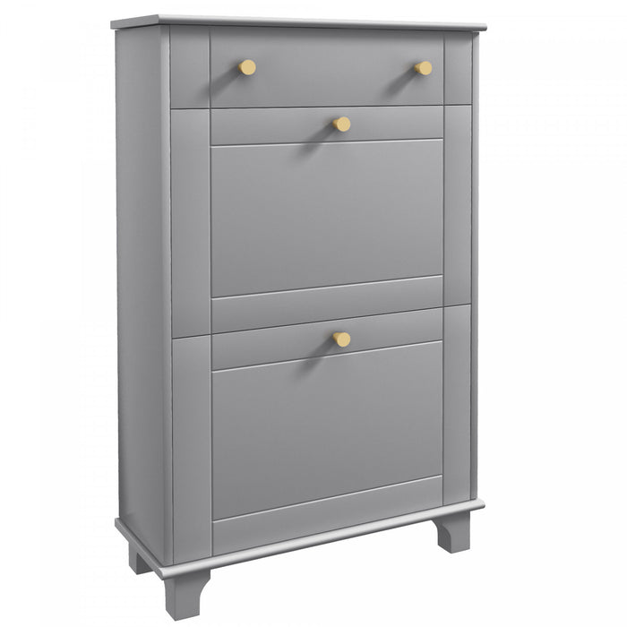 HOMCOM Meuble a chaussures avec 2 portes rabattables et tiroirs, Gris