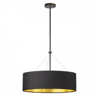 Luminaire suspendu Pallavi de Dainolite de 22 po de diamètre avec abat-jour noir et doré, fini noir mat et 4 ampoules