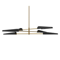 Lustre Cassie de Dainolite à 3 niveaux, avec fini laiton vieilli et noir mat et 6 ampoules