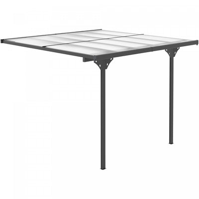 Outsunny 10' X 10' Outdoor Hardtop Pergola Polycarbonate Roof Gazebo Grey|Outsunny Pergola Exterieure A Toit Rigide En Polycarbonate Gazebo Gris