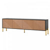 Arcadia Meuble TV Moderne 70.5 po avec Portes Texturees et Pieds Dores, Noir/Bois