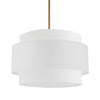 Luminaire suspendu Priya de Dainolite de 22 po de diamètre avec abat-jour blanc, fini laiton vieilli et 4 ampoules