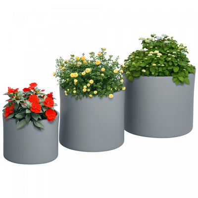 Outsunny Set of 3 Flower Pots, Flower Pots with Drainage Holes
