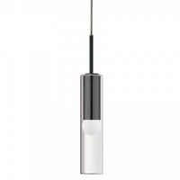 Luminaire suspendu Palmer de Dainolite en verre transparent, avec fini noir mat et 1 ampoule