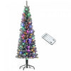 HOMCOM Arbre de Noel artificiel de 6 pi avec lumieres, arbre de Noel floque