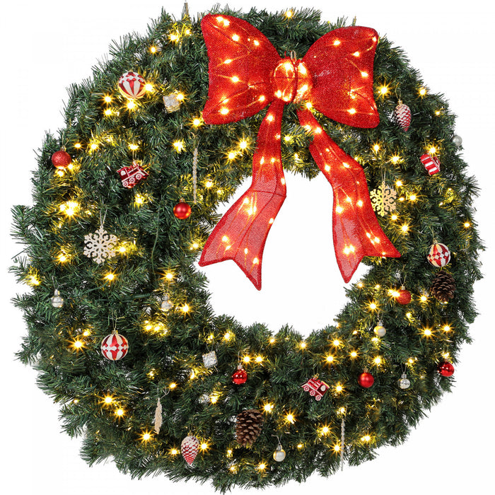 HOMCOM Couronne de Noel lumineuse 122 cm, verte