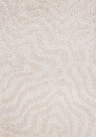 Lincoln Modern Luxurious Plush White Curves Area Rug - 7'10" x 11'2"|Carpette moderne, luxueuse et moelleuse Lincoln blanche à motif de courbes - 7 pi 10 po x 11 pi 2 po