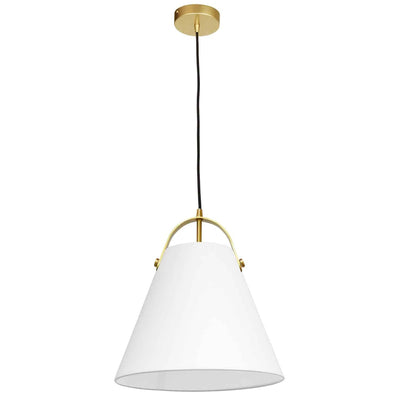 Dainolite Emperor 1 Light Pendant Aged Brass Finish White Shade Lamp|Luminaire suspendu Emperor de Dainolite avec abat-jour blanc, fini laiton vieilli et 1 ampoule