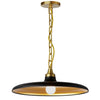 Luminaire suspendu Quentin de Dainolite avec abat-jour noir mat et doré, fini laiton vieilli et 1 ampoule