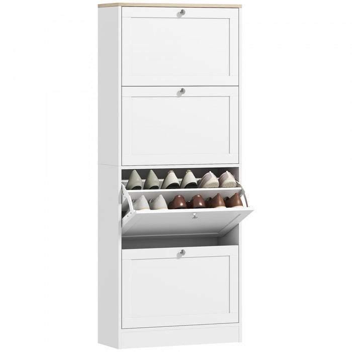 HOMCOM Armoire a chaussures moderne pour 25 paires de chaussures, Blanc