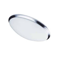 Plafonnier affleuré Cfled de Dainolite de 15 po de diamètre, avec abat-jour blanc et bordure chromée polie