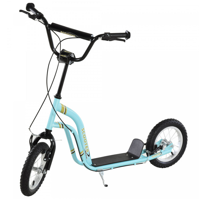 Aosom Trottinette Pour Enfants Scooter Roues Avant Et Arriere Etrier Double Freins 12 Pouces Gonflable Jouet Pour 5 Ans Et Plus