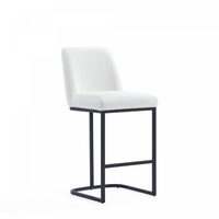 Tabouret de comptoir moderne en metal et tissu Serena, blanc