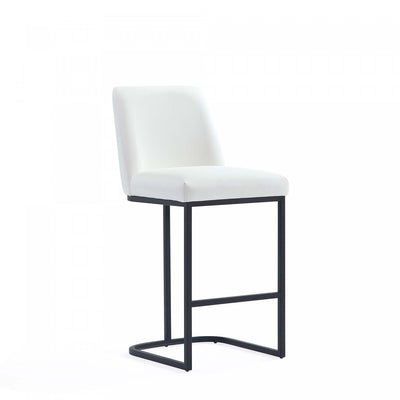 Serena Modern Metal Upholstered Counter Stool in White Armoire | Tabouret de comptoir moderne en metal et tissu Serena, blanc